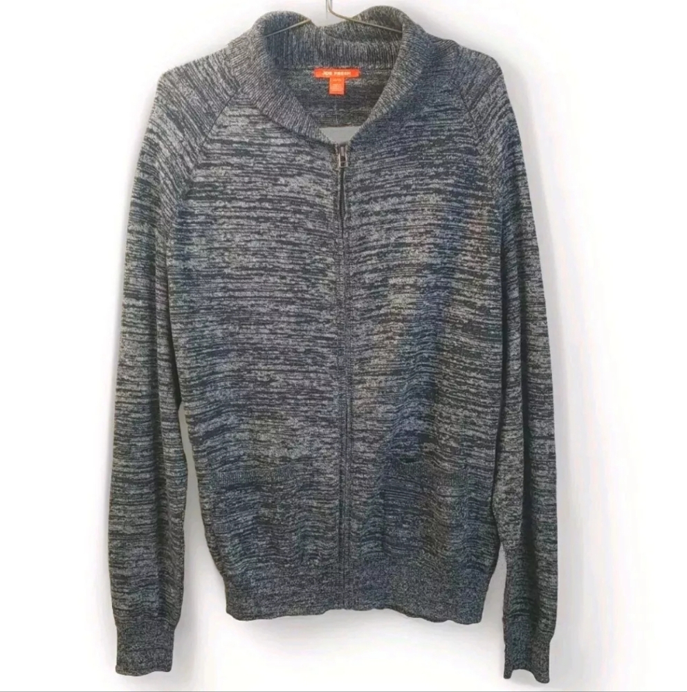 Joe Fresh Cardigan Raglan Sweater Jacket Woman XL Blue Marbled Full Zip